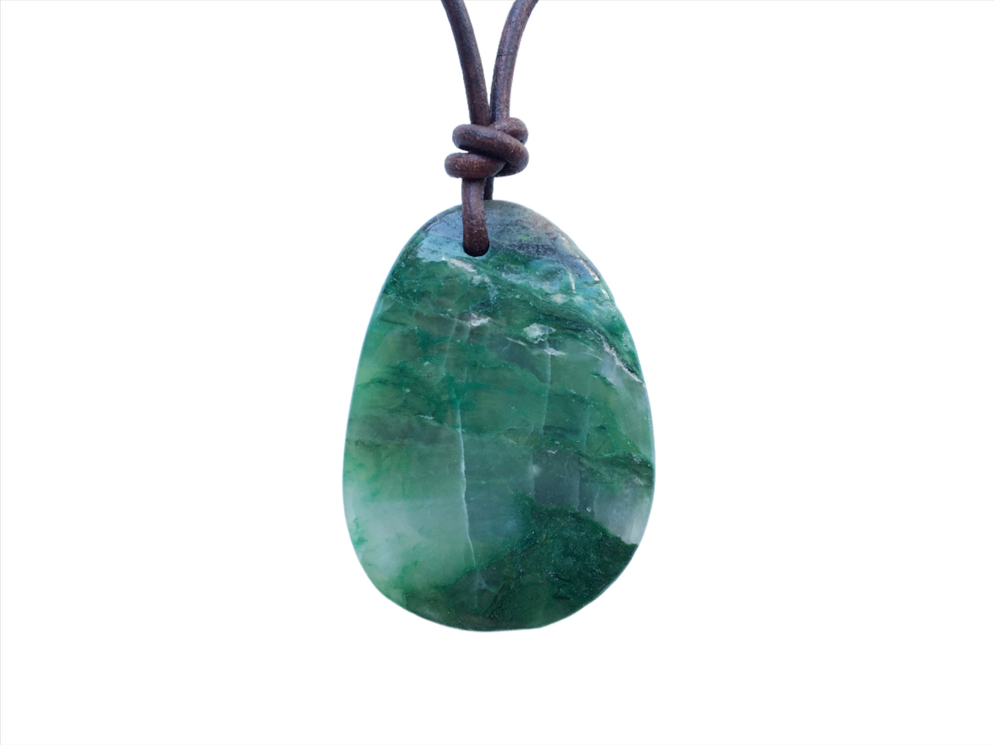 Prasem Kette Edelstein mit Lederband