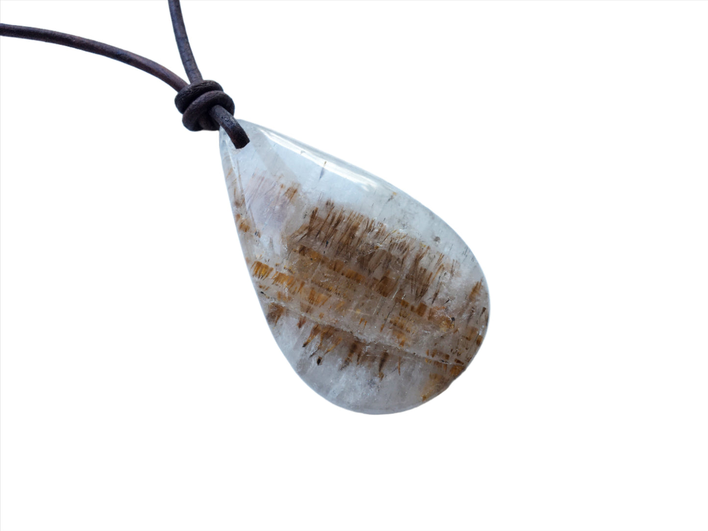 Goethitquarz Kakoxenit Kette Edelstein mit Lederband