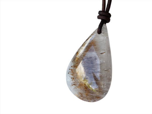 Goethitquarz Kakoxenit Kette Edelstein mit Lederband