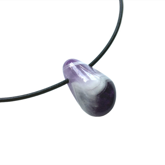 Amethyst-Chevron Kette Edelstein mit Lederband