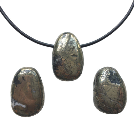 Pyrit Kette Edelstein mit Lederband