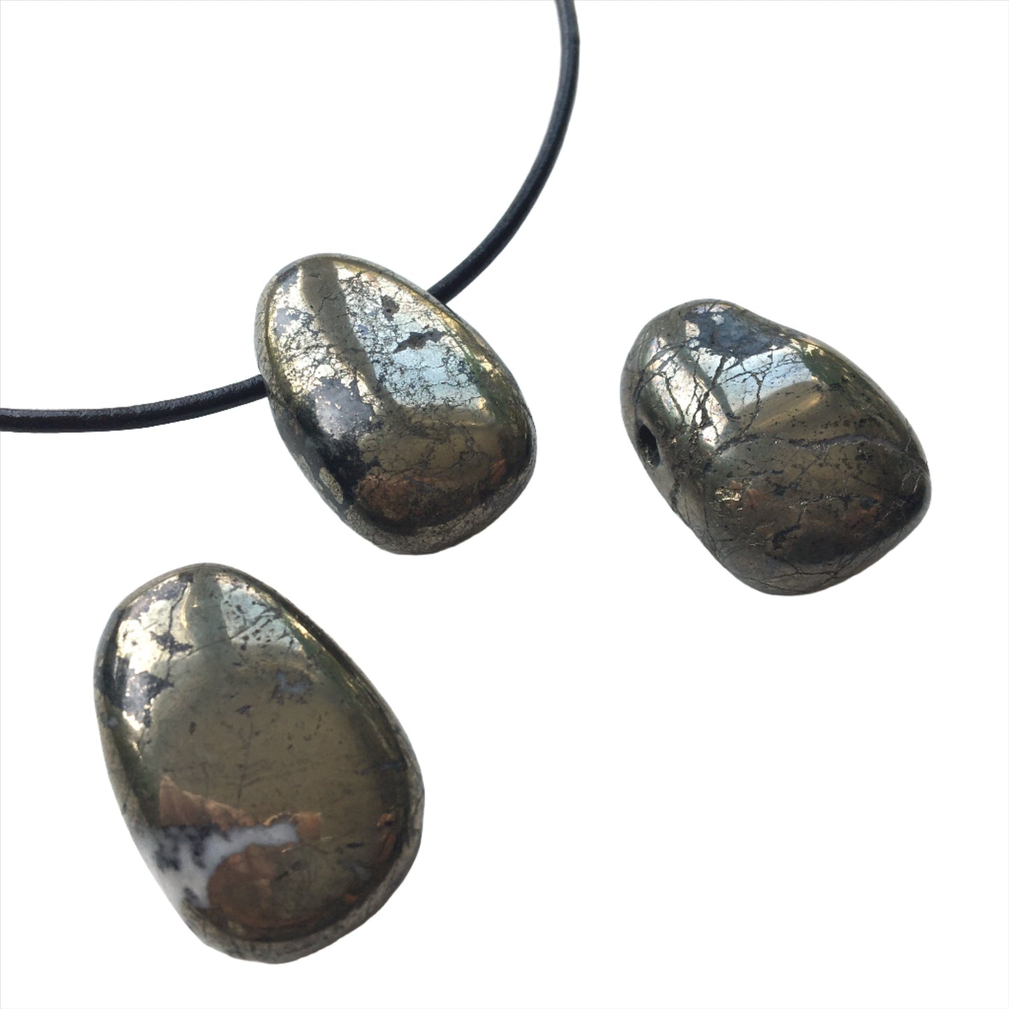 Pyrit Kette Edelstein mit Lederband