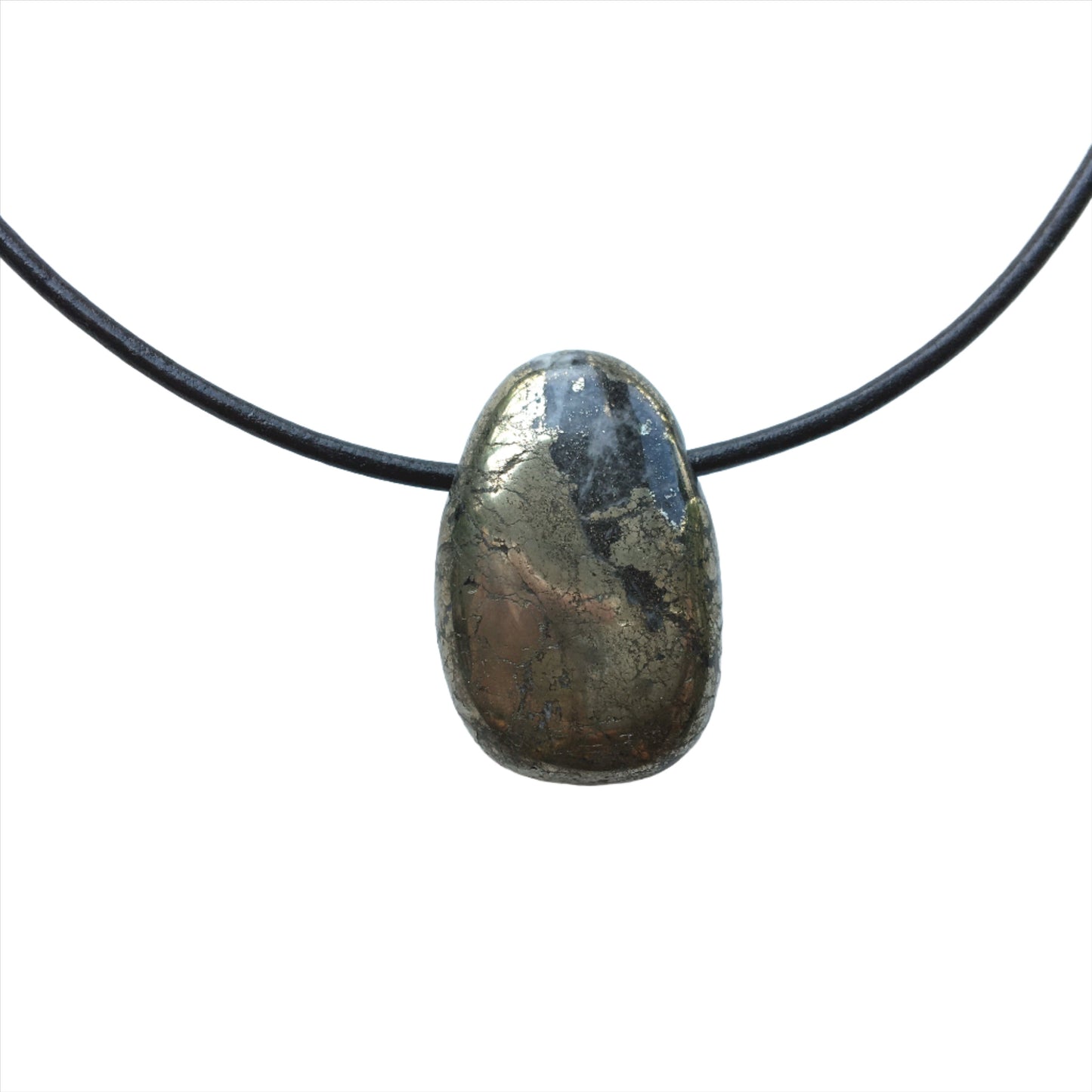 Pyrit Kette Edelstein mit Lederband