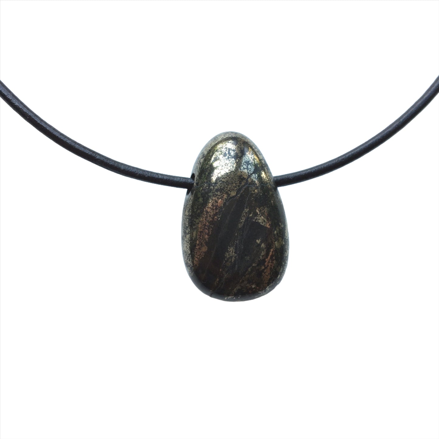 Pyrit Kette Edelstein mit Lederband