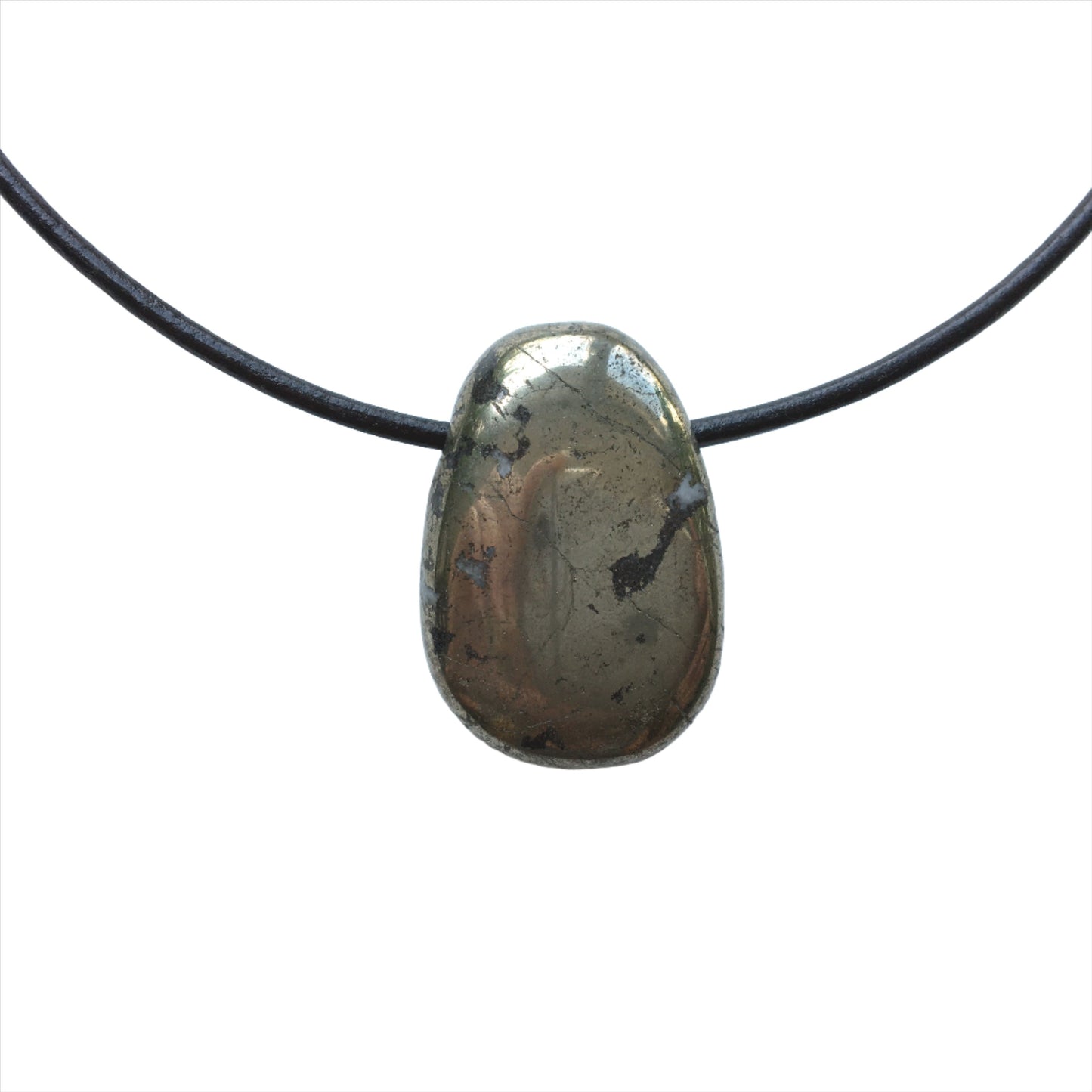 Pyrit Kette Edelstein mit Lederband