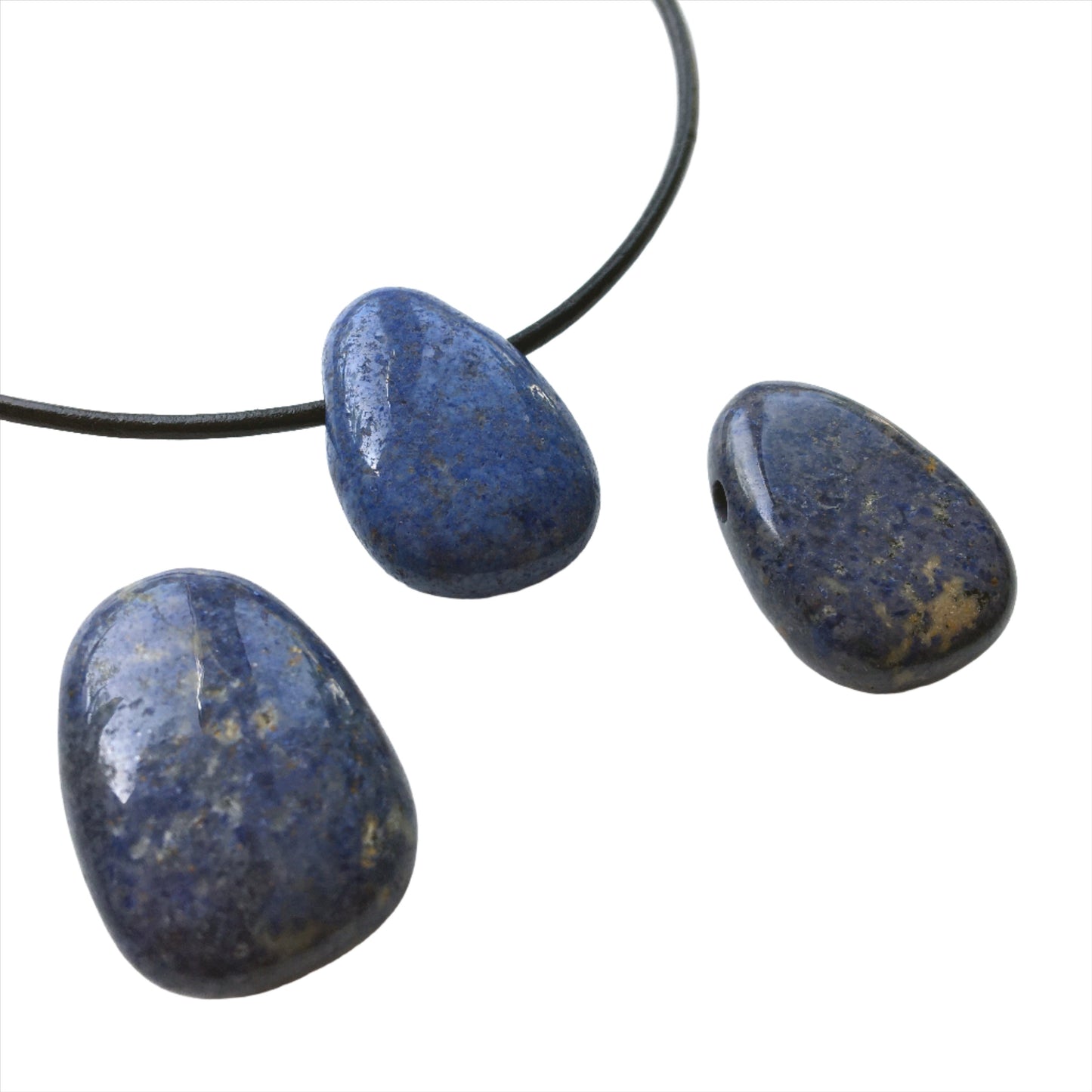 Dumortierit Kette Edelstein mit Lederband