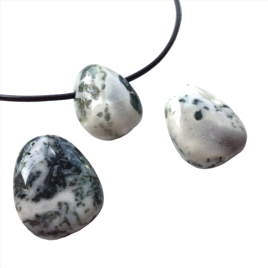 Baumachat Kette Edelstein mit Lederband