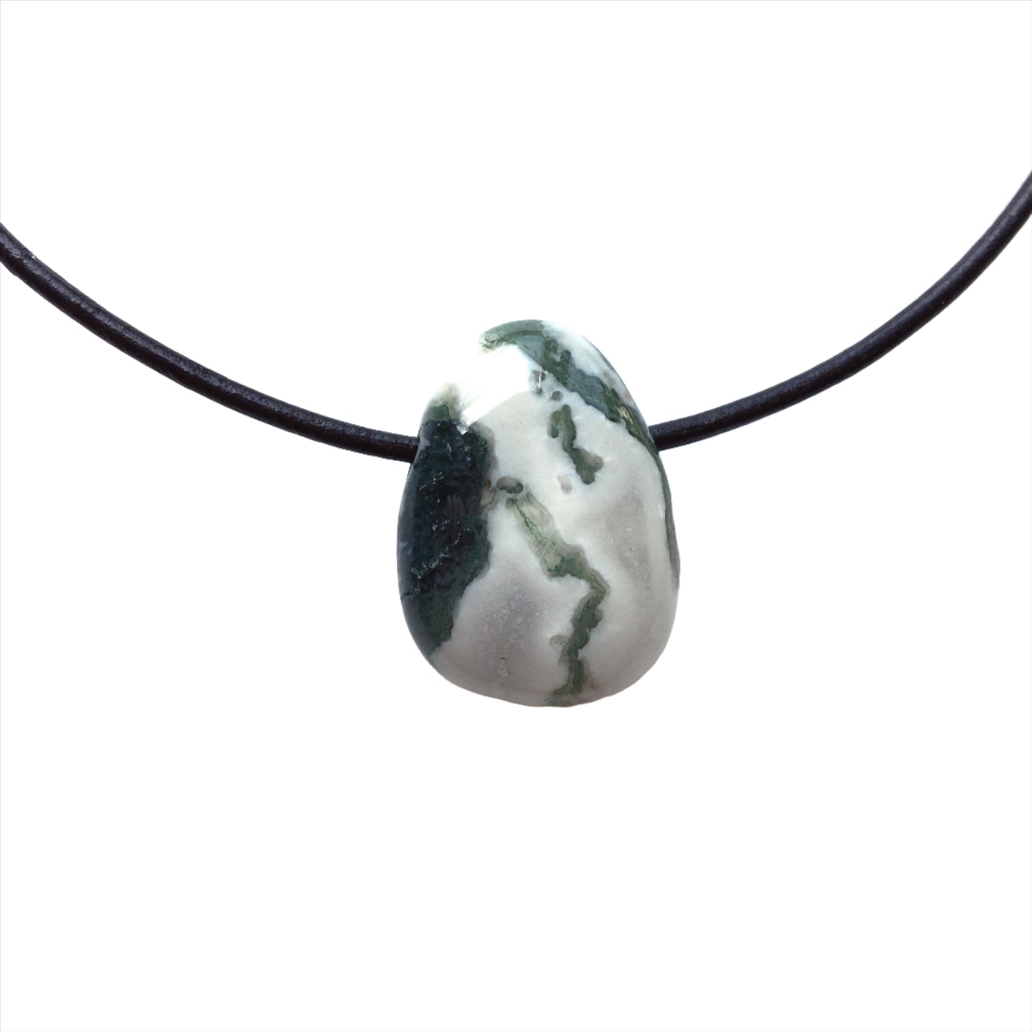 Baumachat Kette Edelstein mit Lederband