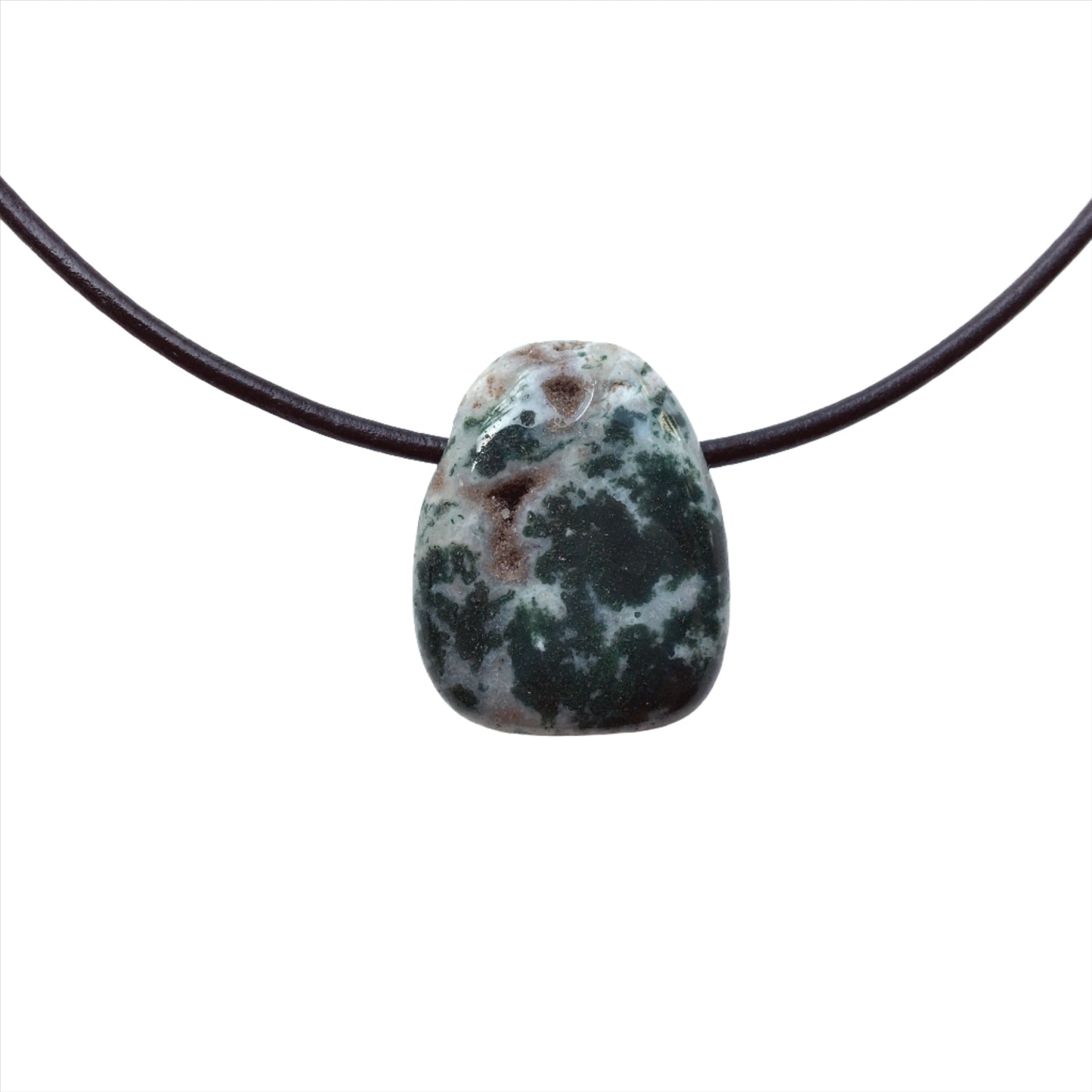 Baumachat Kette Edelstein mit Lederband