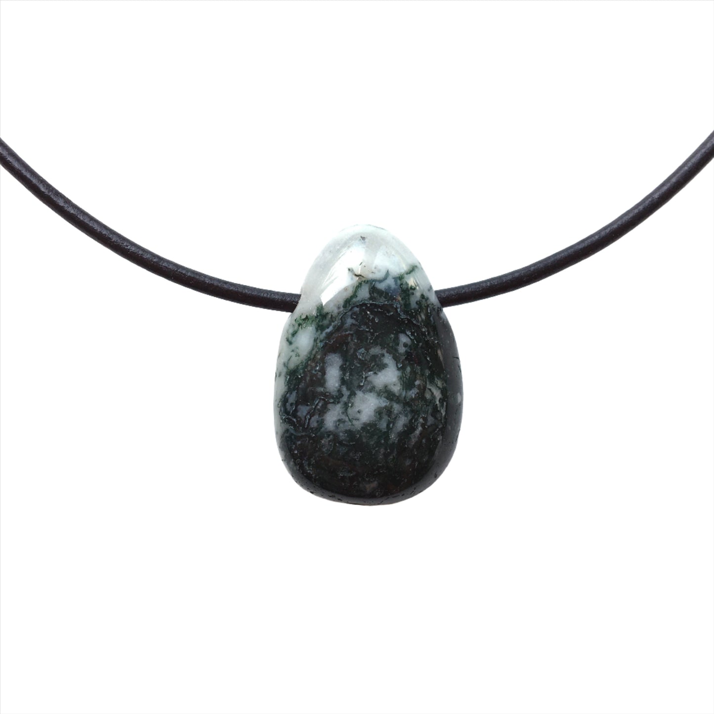 Baumachat Kette Edelstein mit Lederband