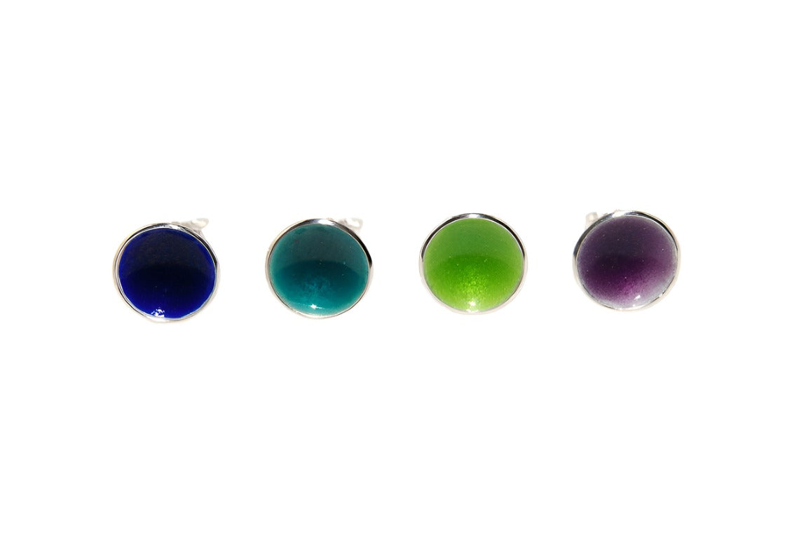 Ohrstecker 925 Silber Emaille groß Saphirblau