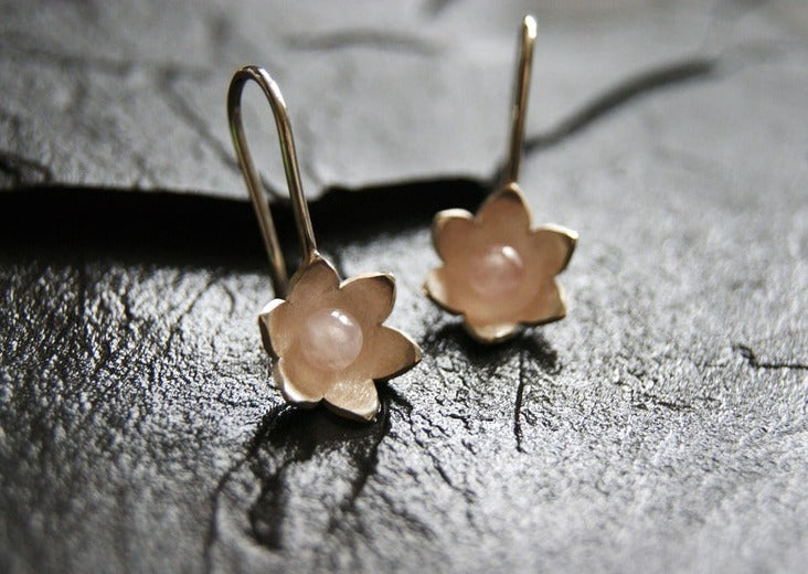 Ohrhänger aus 925 Silber mit Rosenquarz