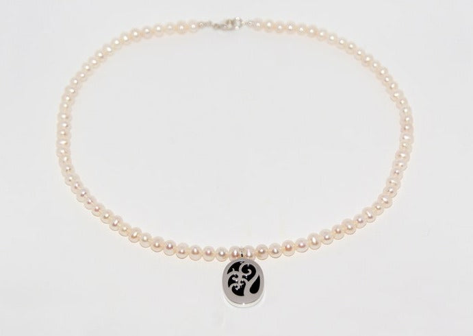 Perlen Collier mit Achat Gemme 925 Silber