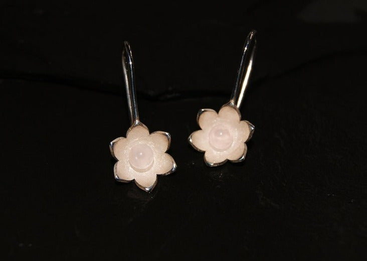 Ohrhänger aus 925 Silber mit Rosenquarz