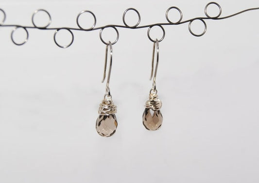 Ohrhänger aus 925 Silber mit Rauchquarz Tropfen