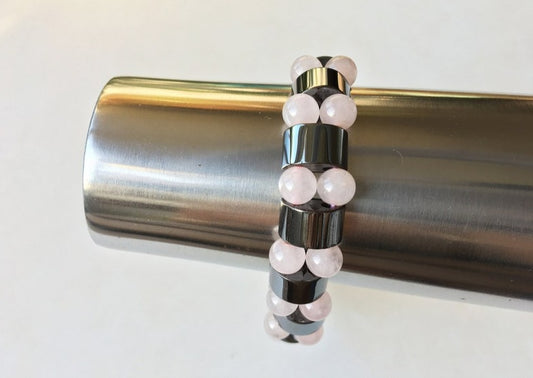 Hämatit und Rosenquarz Armband