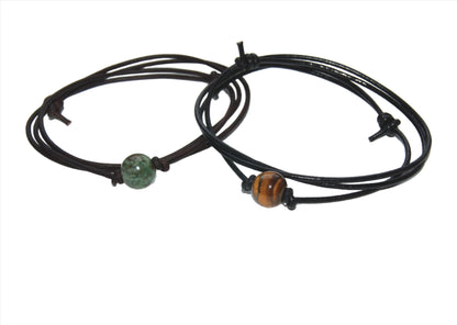 Lederband mit Edelstein als Kette und Armband tragbar