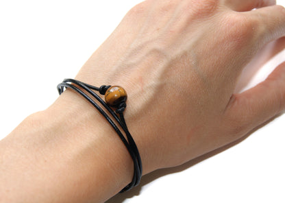 Lederband mit Edelstein als Kette und Armband tragbar