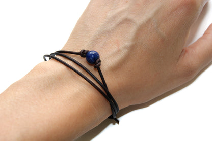 Lederband mit Edelstein Armband