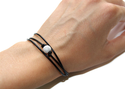 Lederband mit Edelstein Armband