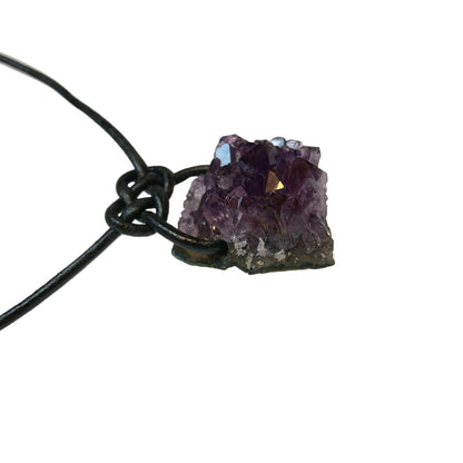 Amethyst Druse Edelstein Kristall Kette mit Lederband