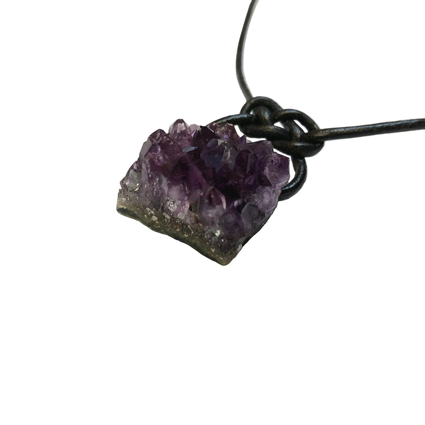 Amethyst Druse Edelstein Kristall Kette mit Lederband