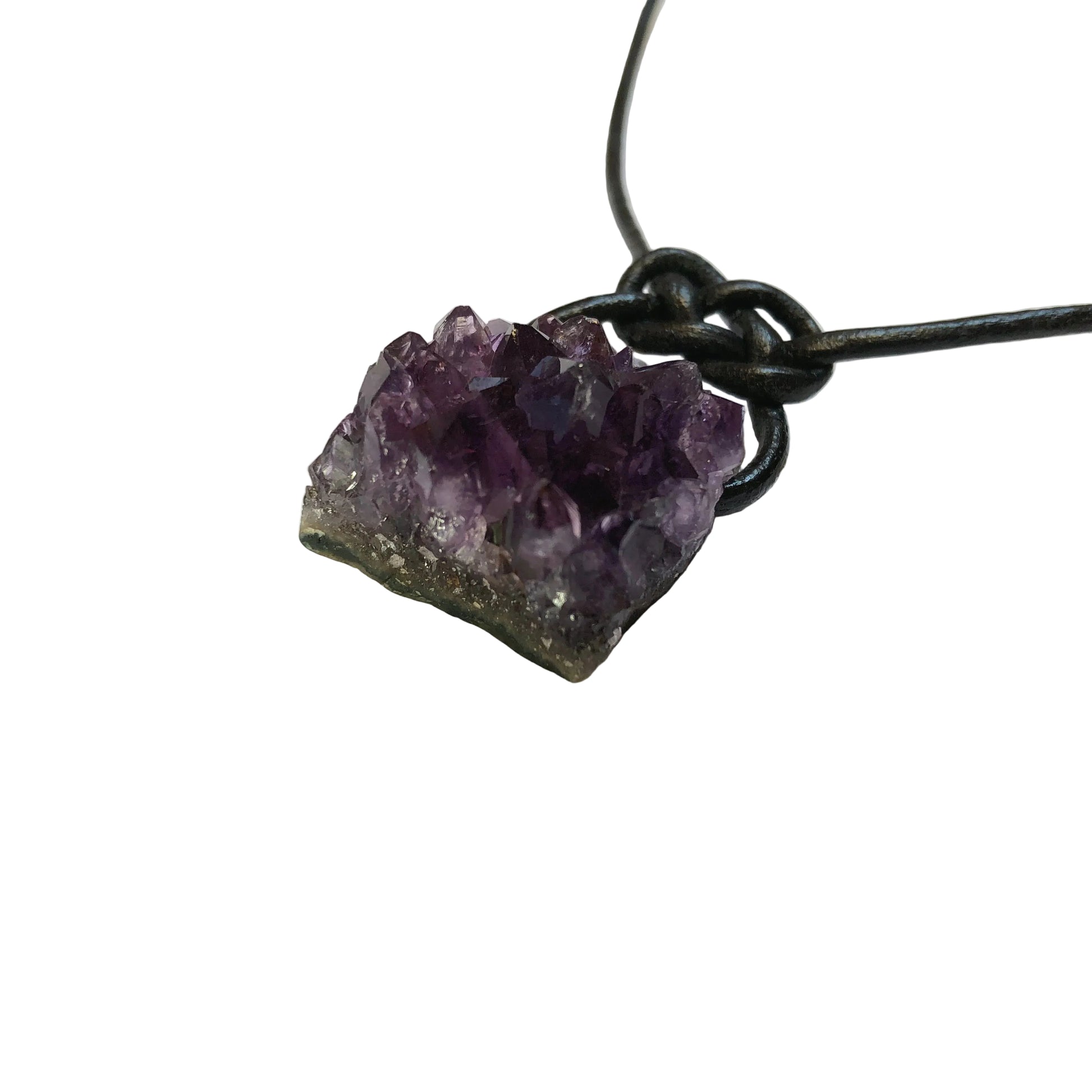 Amethyst Druse Edelstein Kristall Kette mit Lederband
