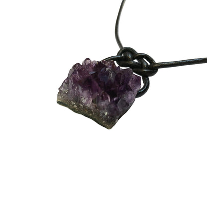 Amethyst Druse Edelstein Kristall Kette mit Lederband