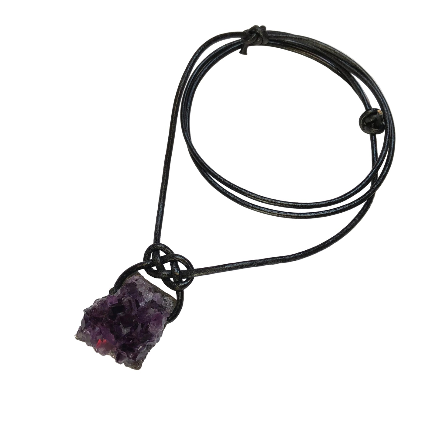 Amethyst Druse Edelstein Kristall Kette mit Lederband