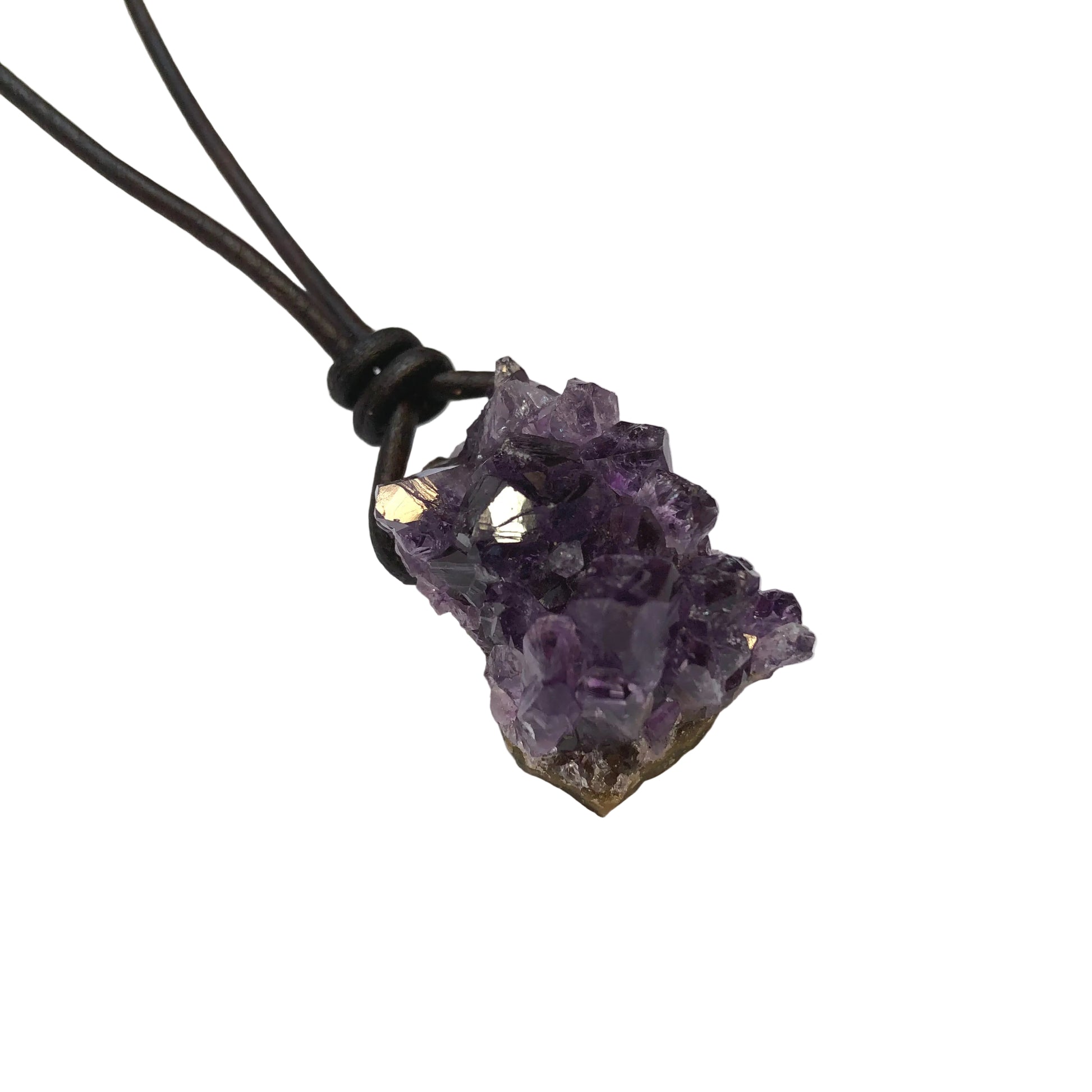 Amethyst Druse Edelstein Kristall Kette mit Lederband