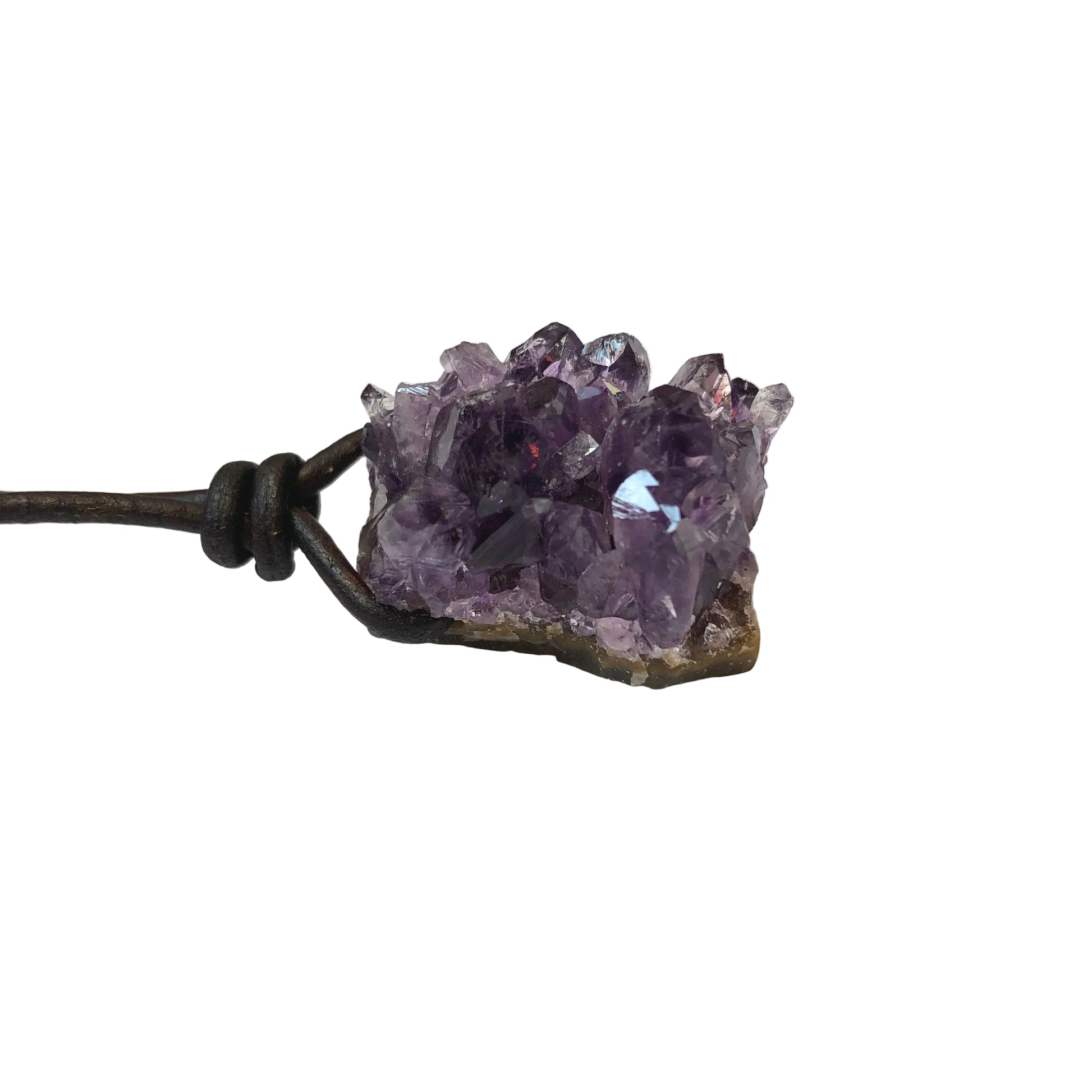 Amethyst Druse Edelstein Kristall Kette mit Lederband
