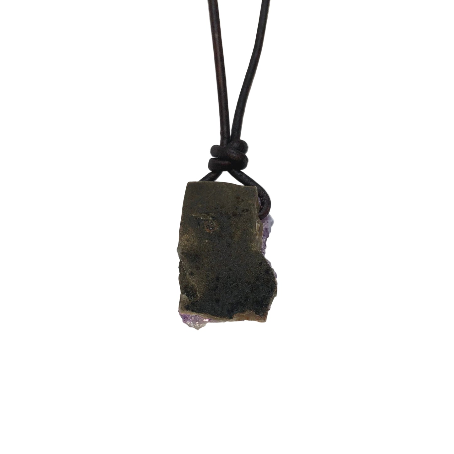 Amethyst Druse Edelstein Kristall Kette mit Lederband