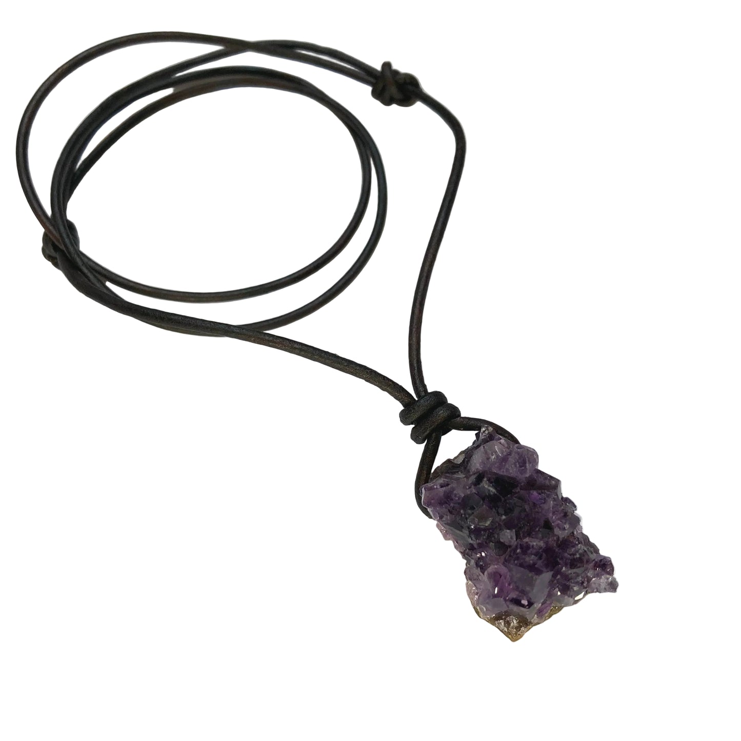 Amethyst Druse Edelstein Kristall Kette mit Lederband