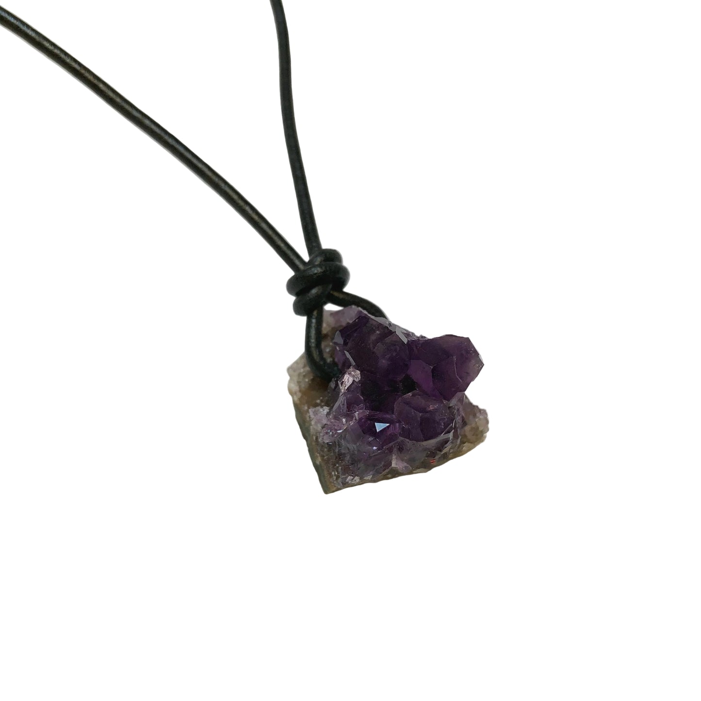 Amethyst Druse Edelstein Kristall Kette mit Lederband