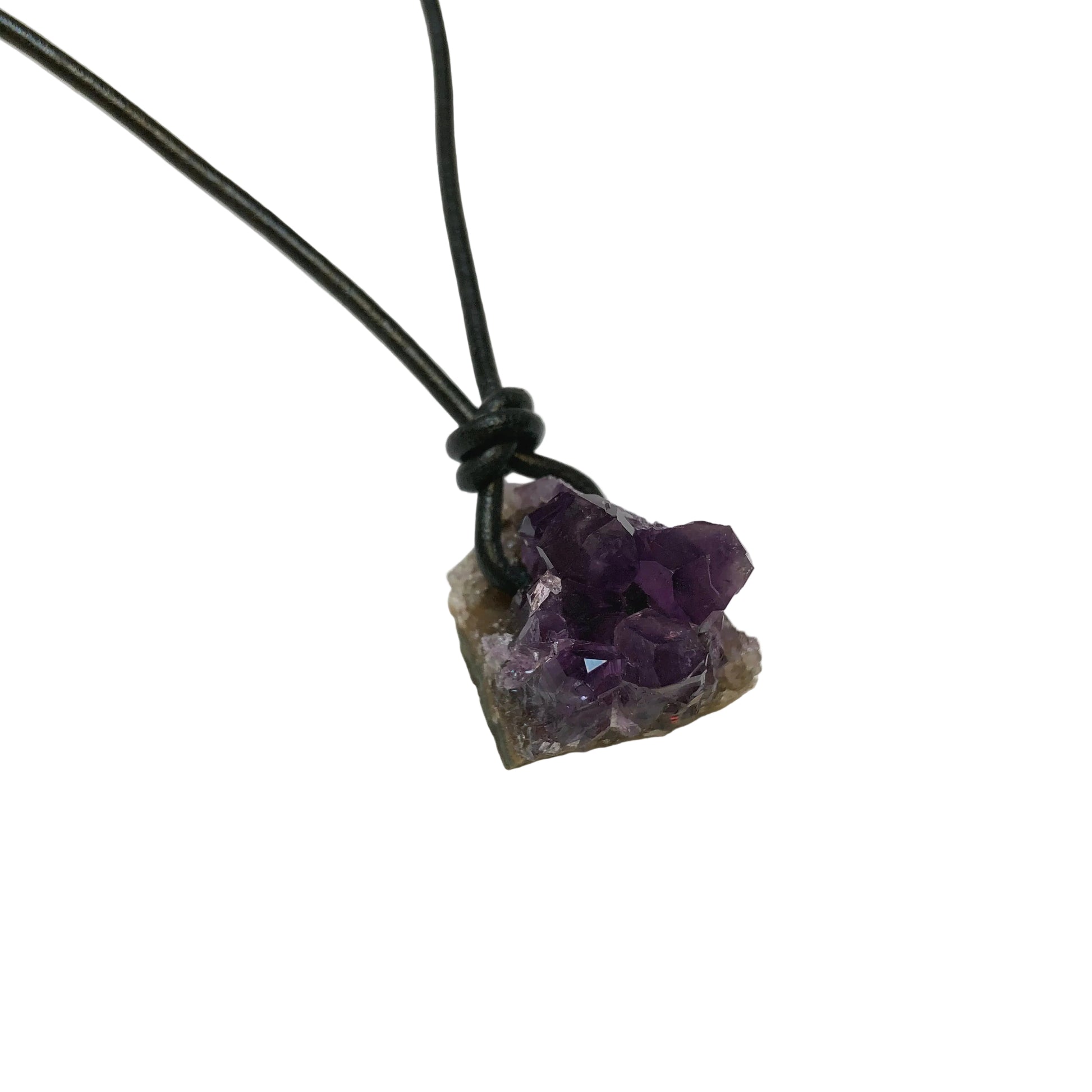 Amethyst Druse Edelstein Kristall Kette mit Lederband