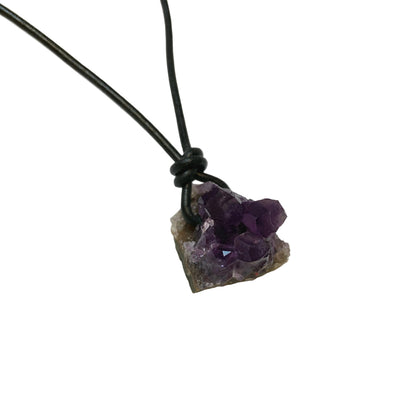 Amethyst Druse Edelstein Kristall Kette mit Lederband