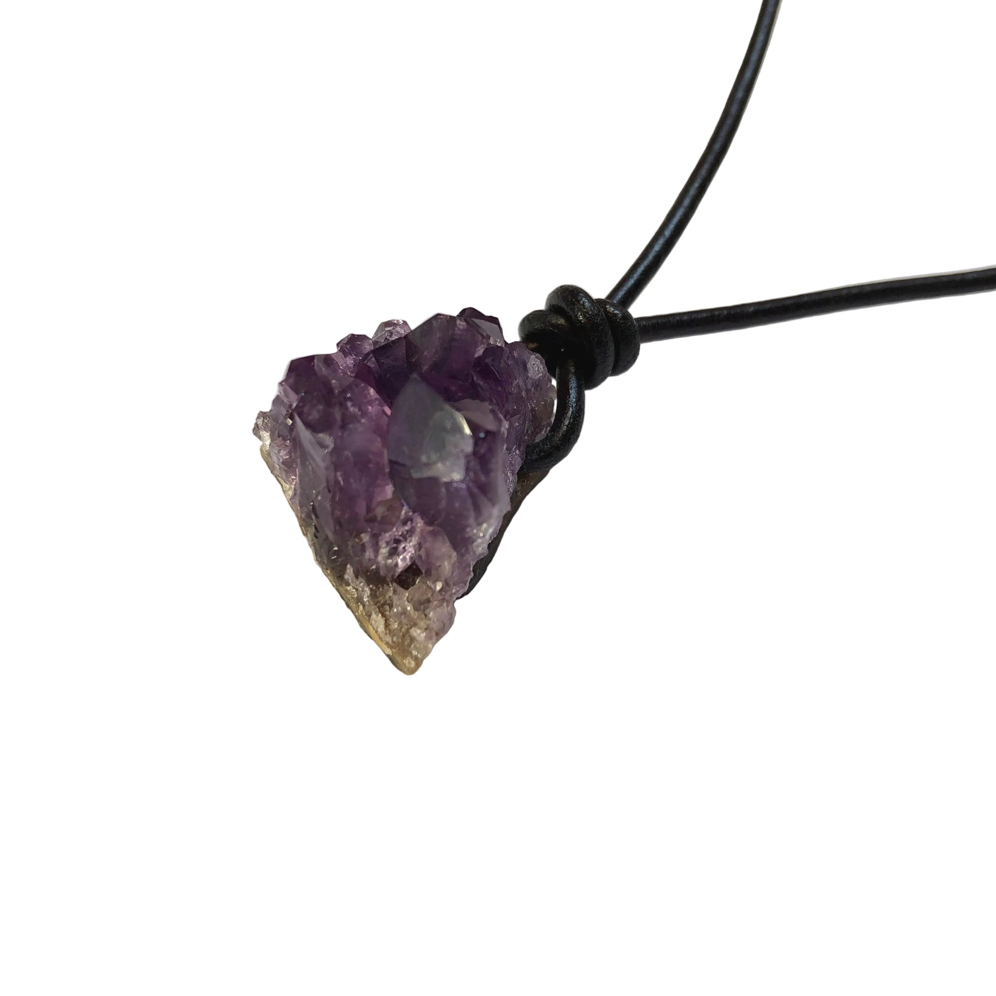 Amethyst Druse Edelstein Kristall Kette mit Lederband