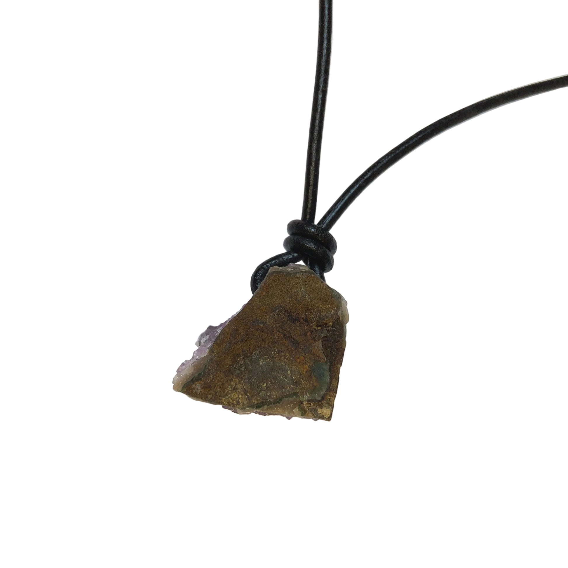 Amethyst Druse Edelstein Kristall Kette mit Lederband