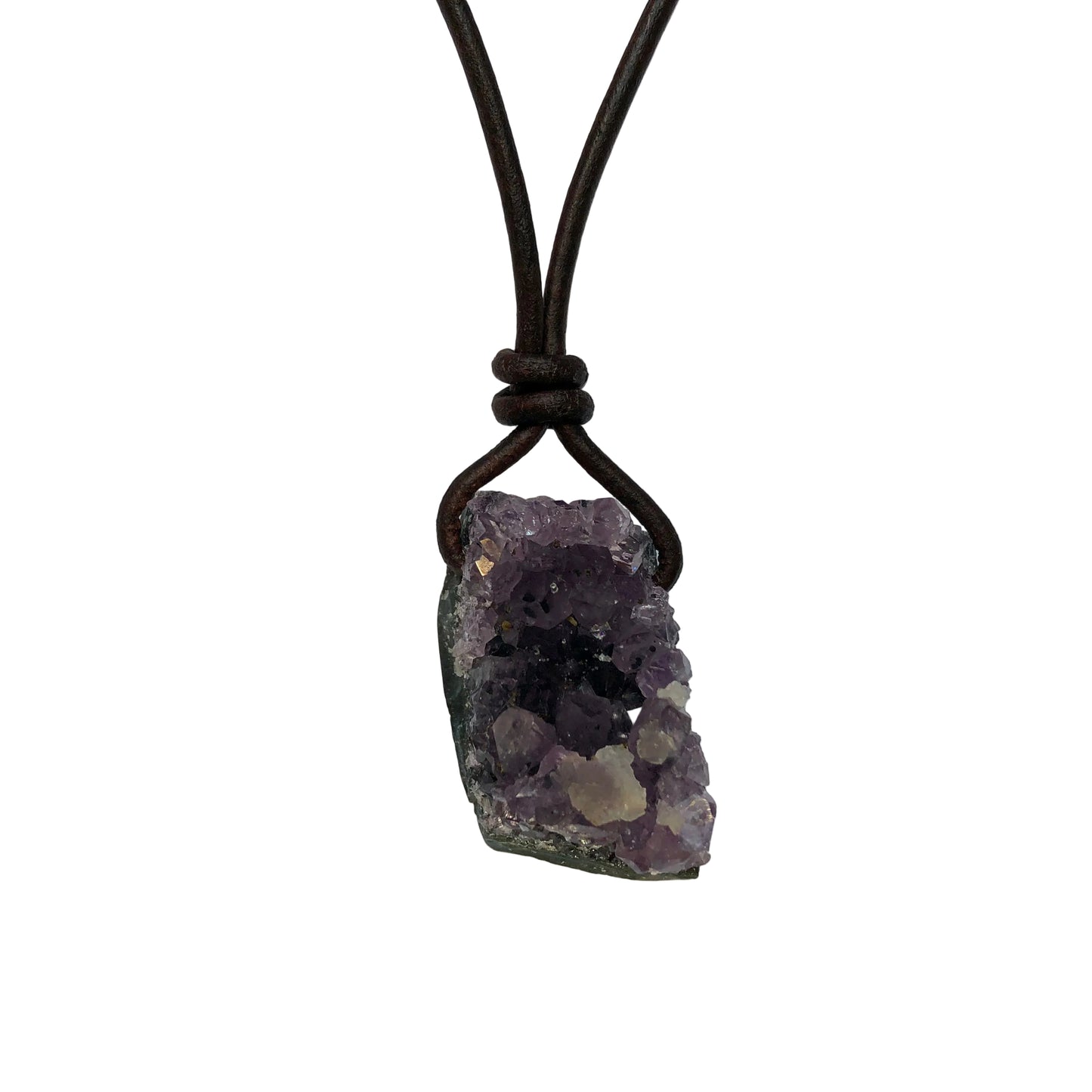 Amethyst Druse Edelstein Kristall Kette mit Lederband