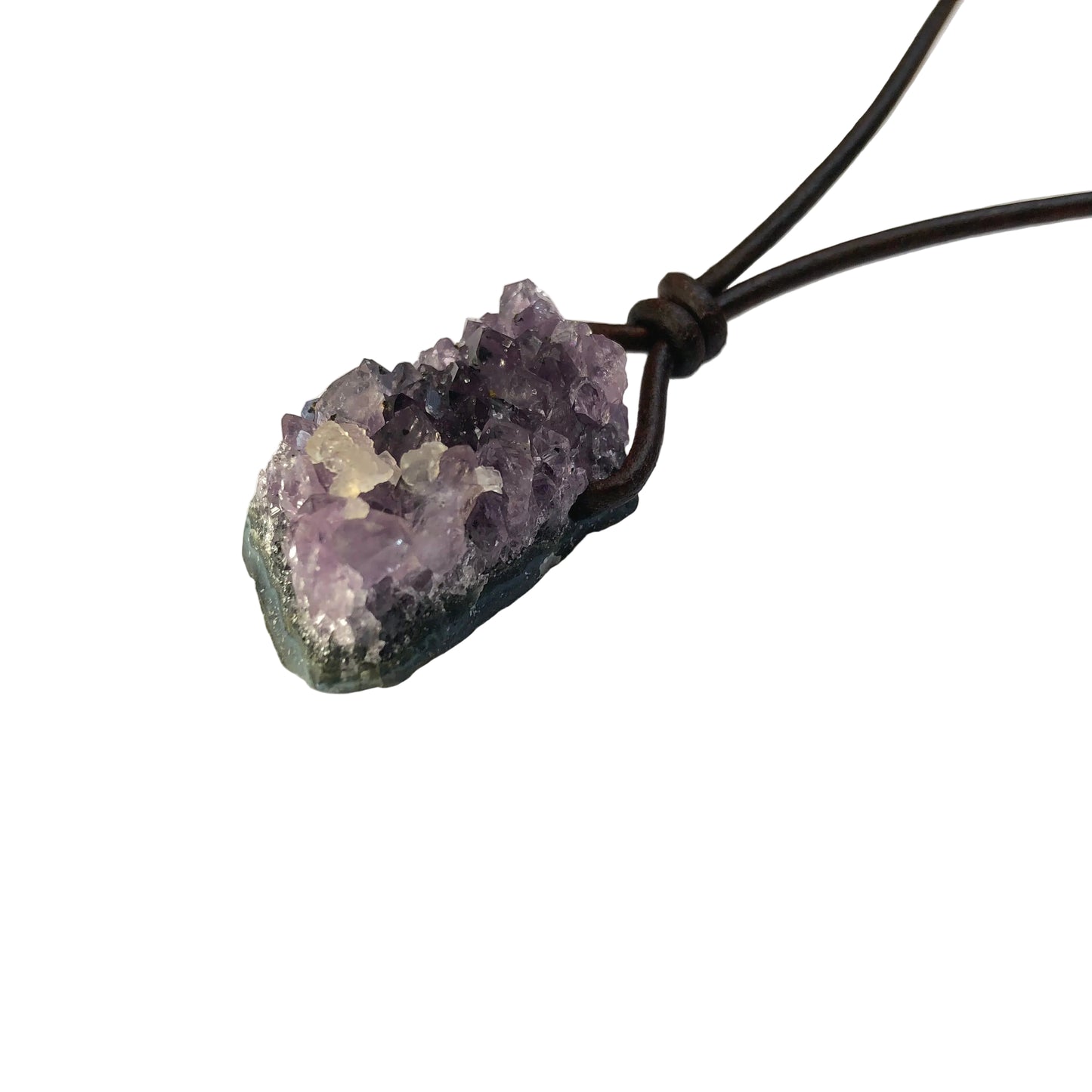 Amethyst Druse Edelstein Kristall Kette mit Lederband