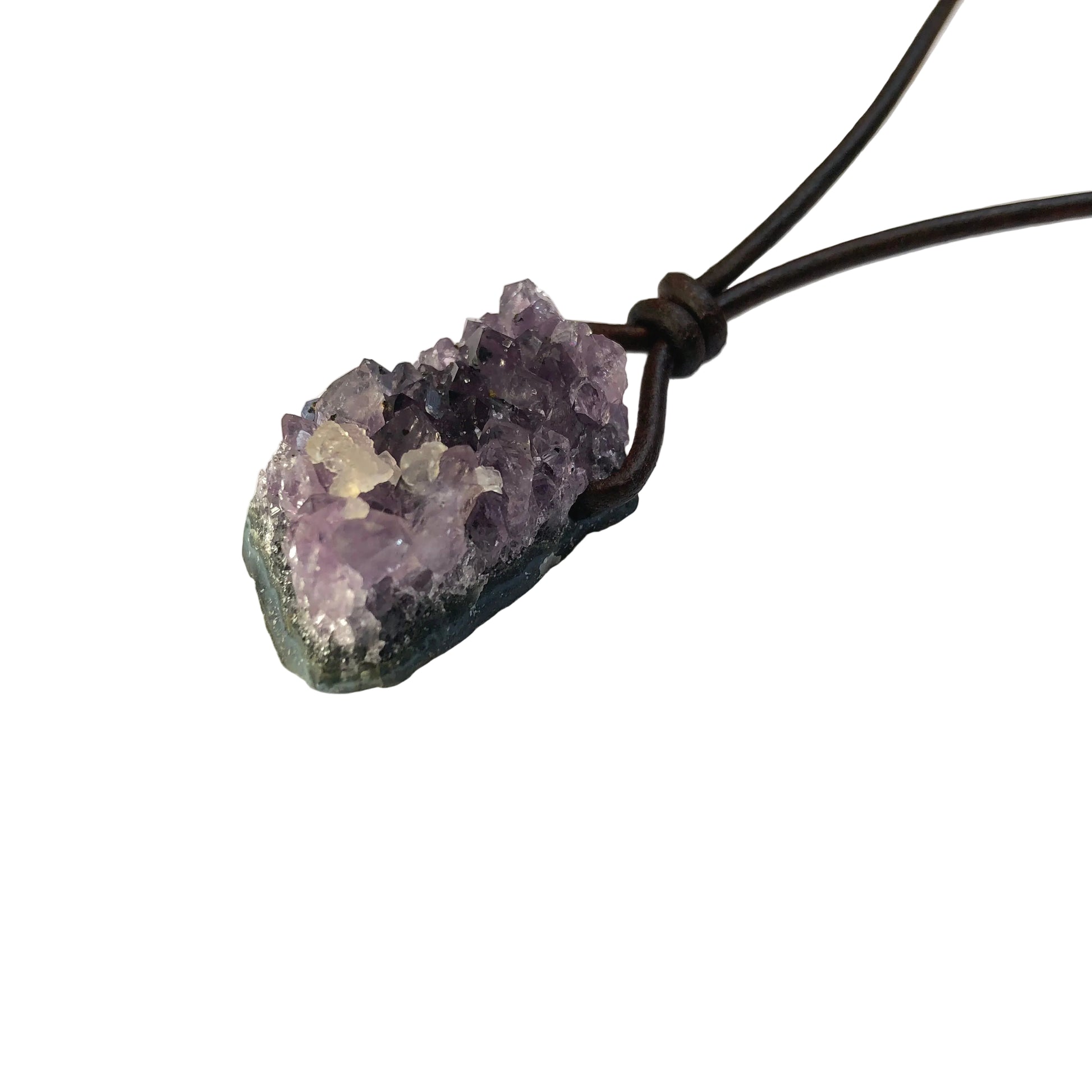 Amethyst Druse Edelstein Kristall Kette mit Lederband