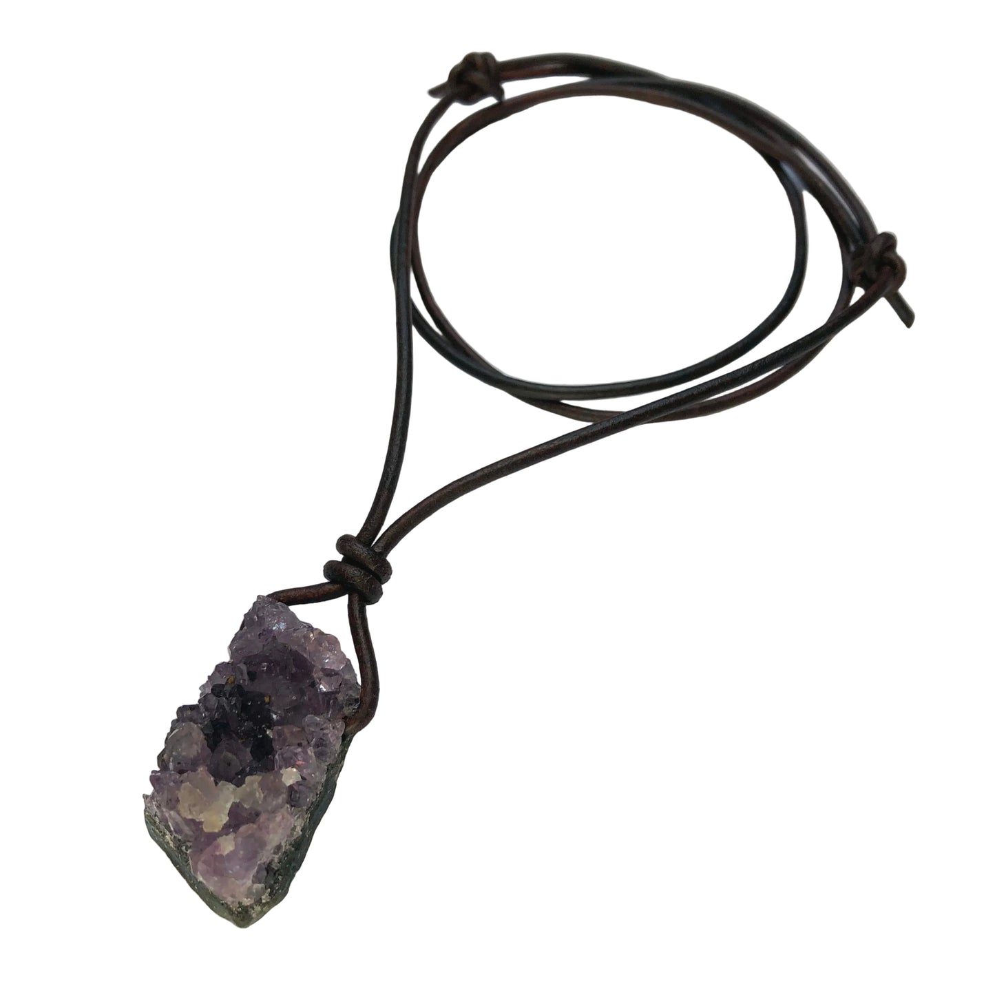Amethyst Druse Edelstein Kristall Kette mit Lederband