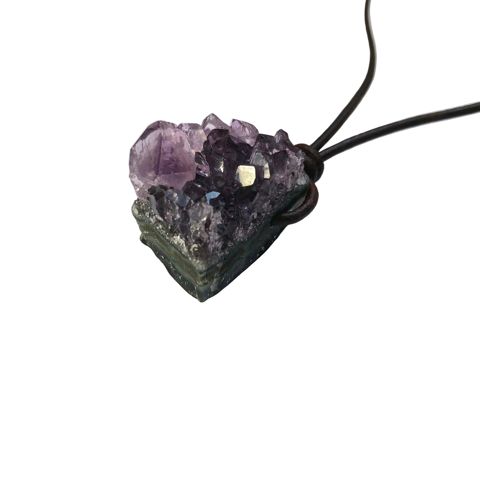 Amethyst Druse Edelstein Kristall Kette mit Lederband