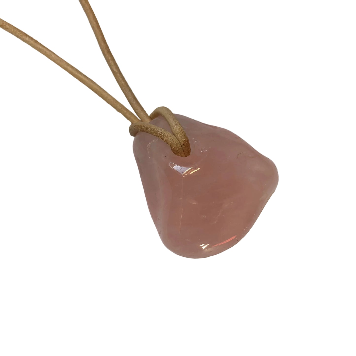 Rosenquarz Edelstein Kette mit Lederband