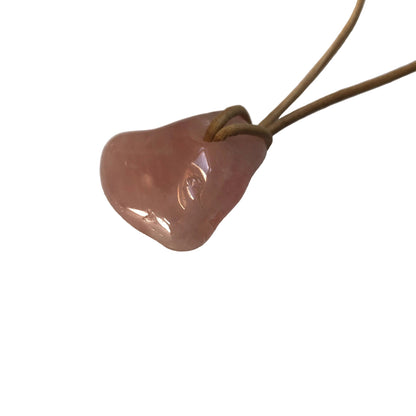Rosenquarz Edelstein Kette mit Lederband