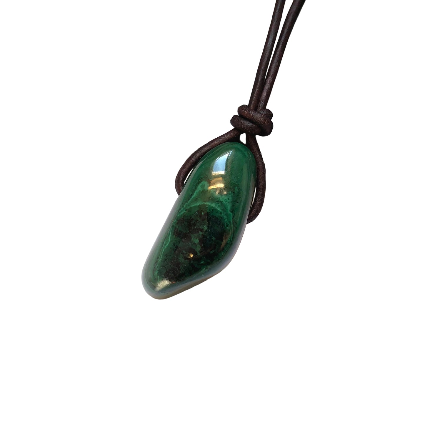 Malachit Edelstein Kette mit Lederband