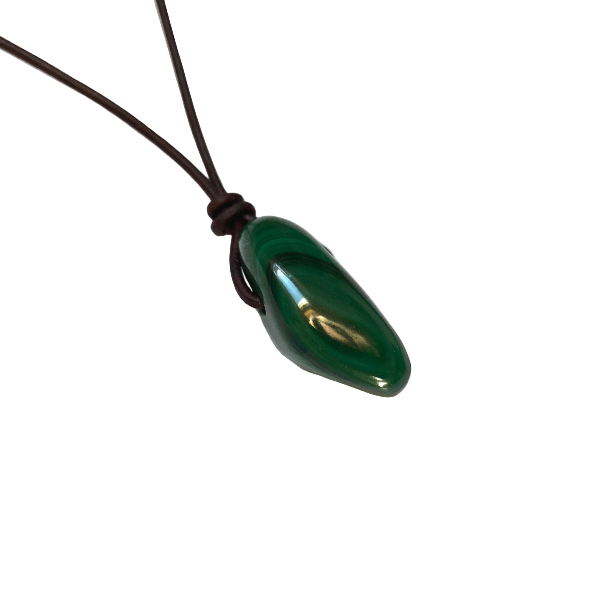 Malachit Edelstein Kette mit Lederband