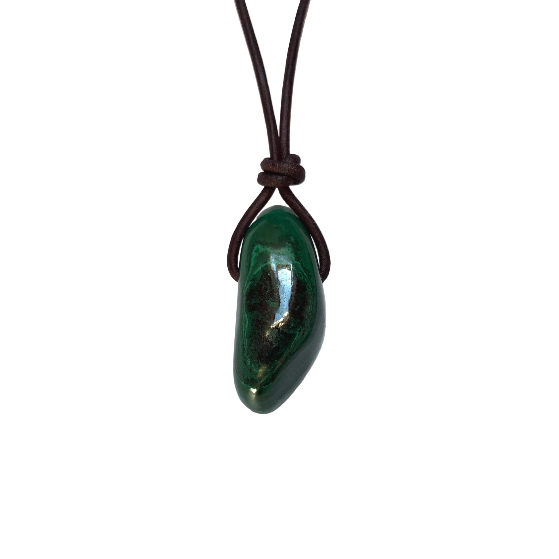 Malachit Edelstein Kette mit Lederband
