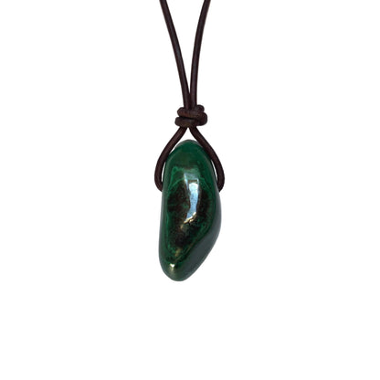 Malachit Edelstein Kette mit Lederband
