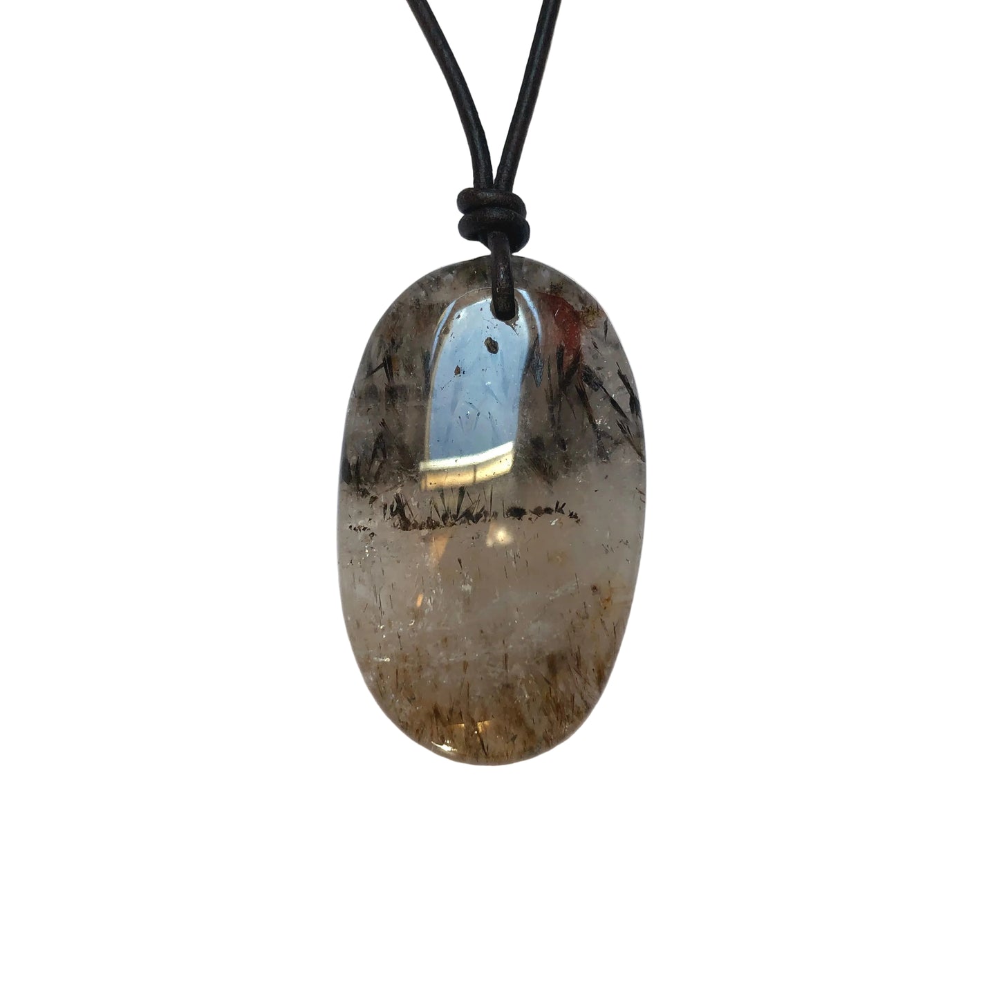 Goethitquarz Cacoxenit Edelstein Kette mit Lederband